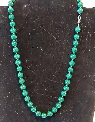 Simple Elegance~Natural Malachite~Hand Knotted Necklace 14k Gold Clasp 18” Inch • $34