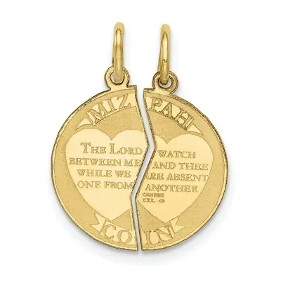 Real 10kt Yellow Gold Mizpah Charm • $119.81