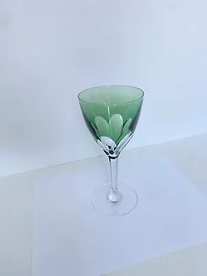 $150 • Buy Vintage VSL Val St-Lambert Emerald Green Crystal Wine Glasses Osram Pattern! (1)