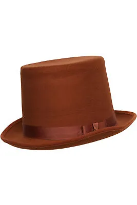 Brown Felt Top Hat Ring Master Magician Halloween Costume Accessory Adult Men • $5.20