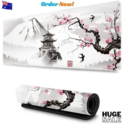 Japanese Cherry Blossom White Gaming Mouse Pad XL Extended Large Mouse Mat Desk • $22.84