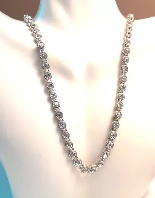 Christina Collection Stunning 16  Rhinestone Heavy Silver Tone Choker Necklace • $18.20