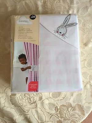 Snuggle Bunny Black Out Curtains George Baby  Pink Gingham 66  X72  • £15
