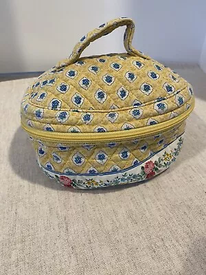 Vera Bradley Round Cosmetic Make-Up Jewelry Bag Yellow Floral 8  Diameter • $12