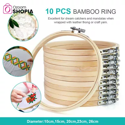 10Pcs Bamboo Embroidery Hoops Ring Sewing Frame Cross Stitch Craft Wedding Xmas • $16.99