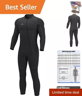 Neoprene Wet Suit For Men - Insulating 5/4mm Full Wetsuit With Zipper • $123.49