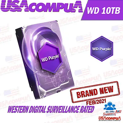 Western Digital Purple 10TB Internal 7200 3.5 Inch WD101PURZ Hard Drive Mar 2021 • $303.99