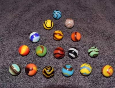 Vacor Mixed Colorful Swirls Toy Marbles Lot Of 17 Marbles Size Approx .625 =5/8  • $20