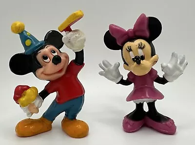 Vintage Walt Disney Mickey Mouse And Minnie Mouse Plastic Figurines Cake Toppers • $5