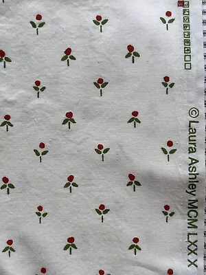 Laura Ashley  1980’s Vintage Fabric 46” X 88”   Over 2 Yards Tulip White And Red • $40