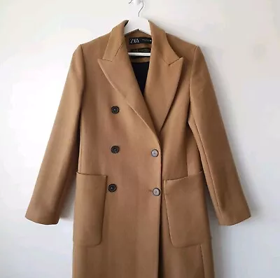 Zara Ladies Camel Manteco Wool Coat Size M Medium 10 12 See Description  • $32.84