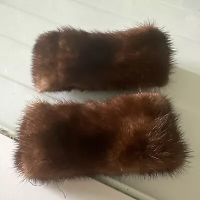 Pair Of MINK Fur Cuffs - Vintage 6” Across • $19.99