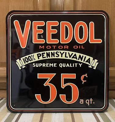 Veedol Motor Oil Sign Gas Garage Wall Decor Parts Vintage Style Bar Pennsylvania • $55