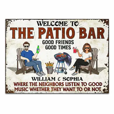 £33.83 • Buy Welcome To The Patio Bar Metal Sign Couple Husband Wife Customize Backyard Sign