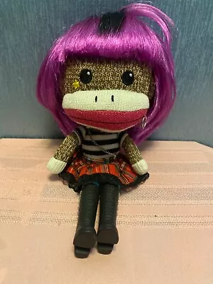 $14.95 • Buy Planet Sock Monkey Punk Rocker Girl Doll Plush Magenta Beetsch By Patch Products