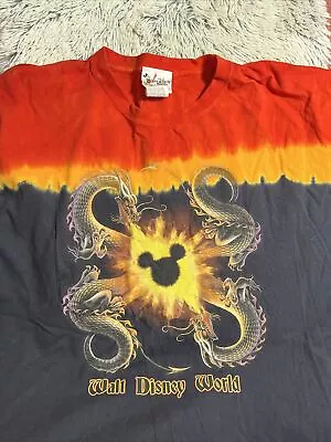 Walt Disney World Dragon Tie Dye Shirt Sz XL Short Sleeve Mens Mickey Mouse • $18.74