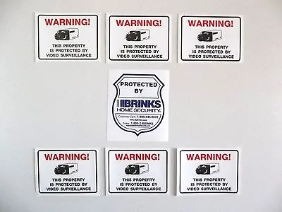 Brinks Adt Home Security Alarm System Warning Sticker+video Camera Decal Signs • $9.75