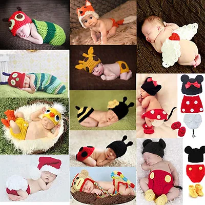 £9.95 • Buy Newborn Baby Girl Boy Crochet Knit Costume Photo Photography Prop Hats Outfits