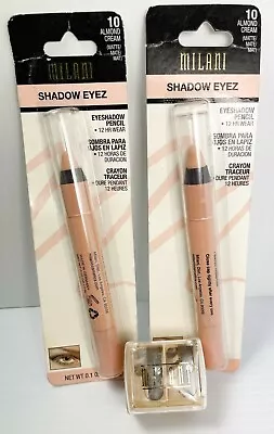 NEW (2) MILANI SHADOW EYEZ Eyeshadow Pencil- 10 Almond Cream + BONUS Sharpener • $39.99