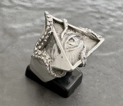 £53.99 • Buy Sterling Silver 925 Mens Pyramid Snake Masonic Ring Heavy Chunky Biker Size W