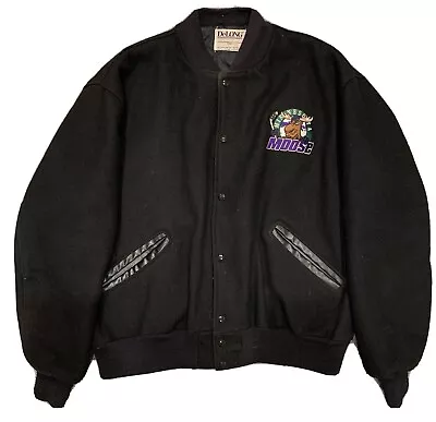 Vintage Minnesota Moose NHL DeLong Black Quilted Wool Jacket Men’s Size Large L • $109.99