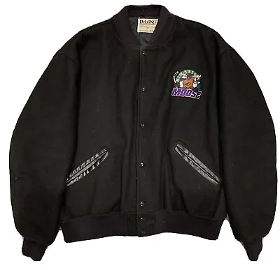 Vintage Minnesota Moose NHL DeLong Black Quilted Wool Jacket Men’s Size XL • $109.99