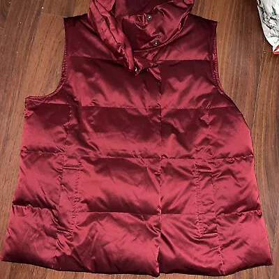 J.jill Women's XL Down Puffer Vest Coat Wine Burgundy • $38.99