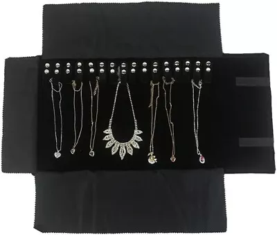 Portable Jewelry Roll Untangled Secure Necklace Travel Storage Bag Displays Hold • $14.35