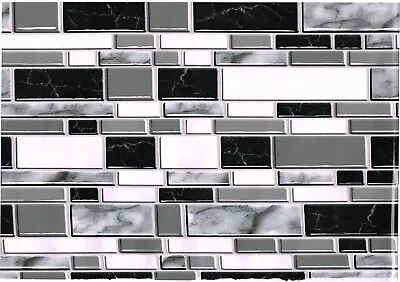 1 Roll BLACK WHITE GRAY Peel Stick Wall Tile Mosaic Backsplash 11.5  X 6 Feet • $18.39