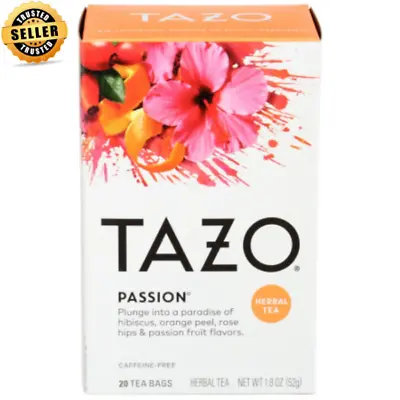 £4.80 • Buy 20 Tea Bags TAZO Herbal Tea, Passion, Caffeine-Free, Tea Bags 20 Count Box.