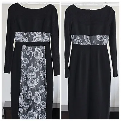 Black Halo - Black Roses Print Panel Dress Meghan Markle Designer Sz 2 $345 • $48