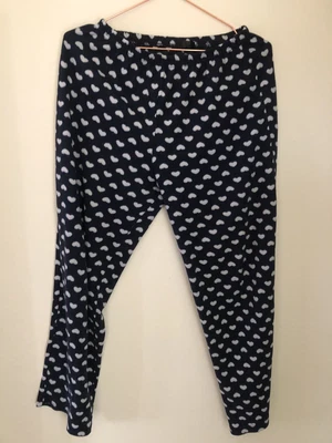 A)TESCO F&F Size 8/10 Fleece Navy/White Heart Elasticated PJ Trouser Lounger • £3.70
