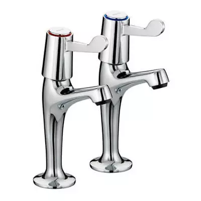 Bristan 1/2″ BSP Ceramic Disc High Neck Sink Pillar Taps 3″ Lever VAL2 HNK C • £33.76