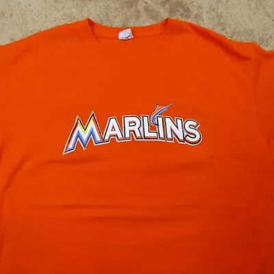 Miami Marlins Shirt Adult Large Orange White Florida Baseball #27 Mens 7.9* • $9.62