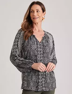 MILLERS - Womens Tops -  Long Sleeve Button Through Raglan Blouse • £11.95