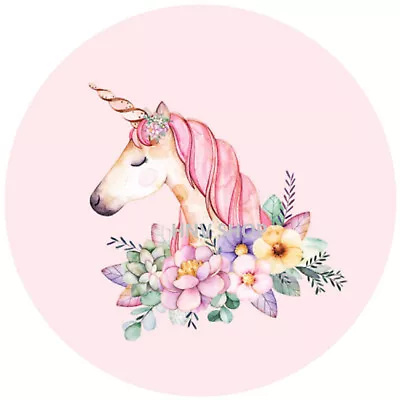 $9.99 • Buy UNICORN Edible Birthday Cake Icing Sheet Topper Decoration Round Images