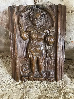 £77 • Buy Barn Find 17th Century Small Carved Panel Putti Standing Under A Arch Holding