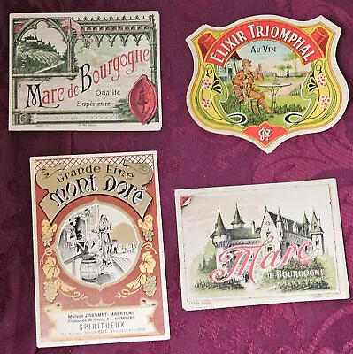 4 Vintage Imported French Wine Labels -Rare & Collectable Color IllustratedNew • $10.50