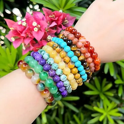 8mm Stretchy Crystal Bracelets Assorted Natural Gemstone Beads Healing Reiki • $9.39