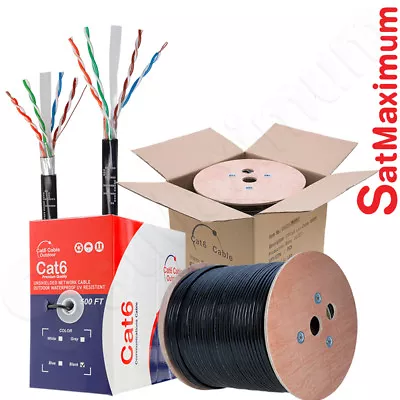 OUTDOOR Cat6 Cable Waterproof 1000ft Direct Burial Ethernet 23AWG 500ft Solid • $131.95