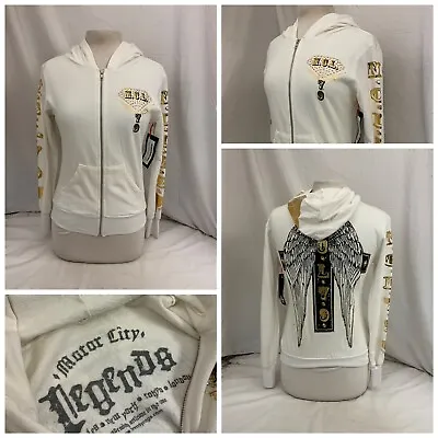 Motor City Legends Hoodie XS White Full Zip 100% Cotton USA NWT YGI N1-244CG • $50.04