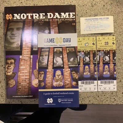 $19.95 • Buy TWO 2010 Purdue  V. NOTRE DAME FULL FOOTBALL TICKETS- NM 🏈 W/ $10 Program, Etc