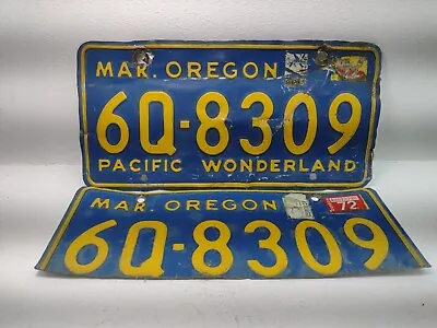1960's Oregon  Original  Pacific Wonderland  6Q - 8309 License Plate Pair Set • $119.10