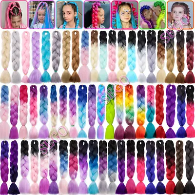 24  Long Braiding Ombre Rainbow Jumbo Braids Hair Extensions Synthetic Any Color • £32.70