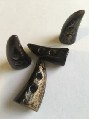 £3.49 • Buy Genuine Buffalo Horn Toggle Buttons  - Two Hole - Brown Buttons Duffle Coat