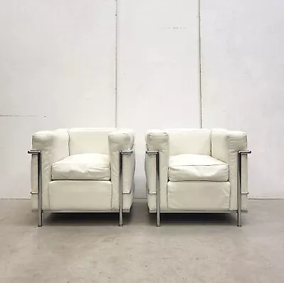 2x Orig. LE Corbusier LC2 Club Chair CASSINA Leather White Y Leather • £6806.57