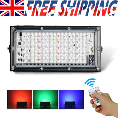 50W RGB LED Flood Light Spotlight Colour Changing Garden Outdoor Security Lamp • £11.66