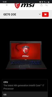 Msi Gaming Laptop. I7 Quad Core 2.4-3.4GHz. 16 Gb Ram. NVIDIA  • $590