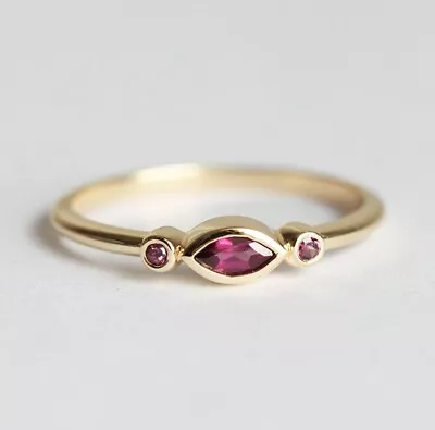 Pink Tourmaline 14k Gold Engagement Ring Handmade Minimalist Women Ring Jewelry • $46.75