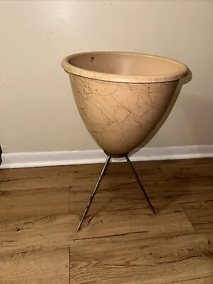 Vintage 50s 60s Beige Plastic Tripod Bullet Planter Mid Century Modern Atomic • $149.98